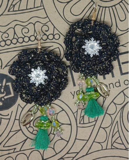 Háčkované  dizajnové náušnice "Dizajn ako umenie estetiky"